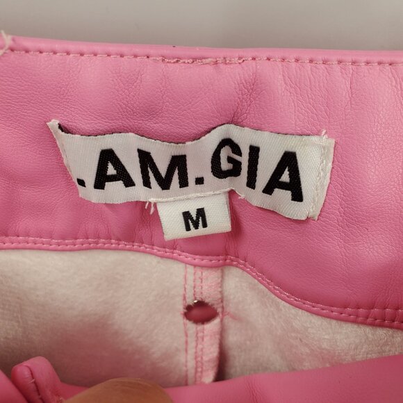 I AM GIA Xenia Pant Women Size Medium Lace Up Low Waist Faux Leather Baby Pink - Picture 4 of 14